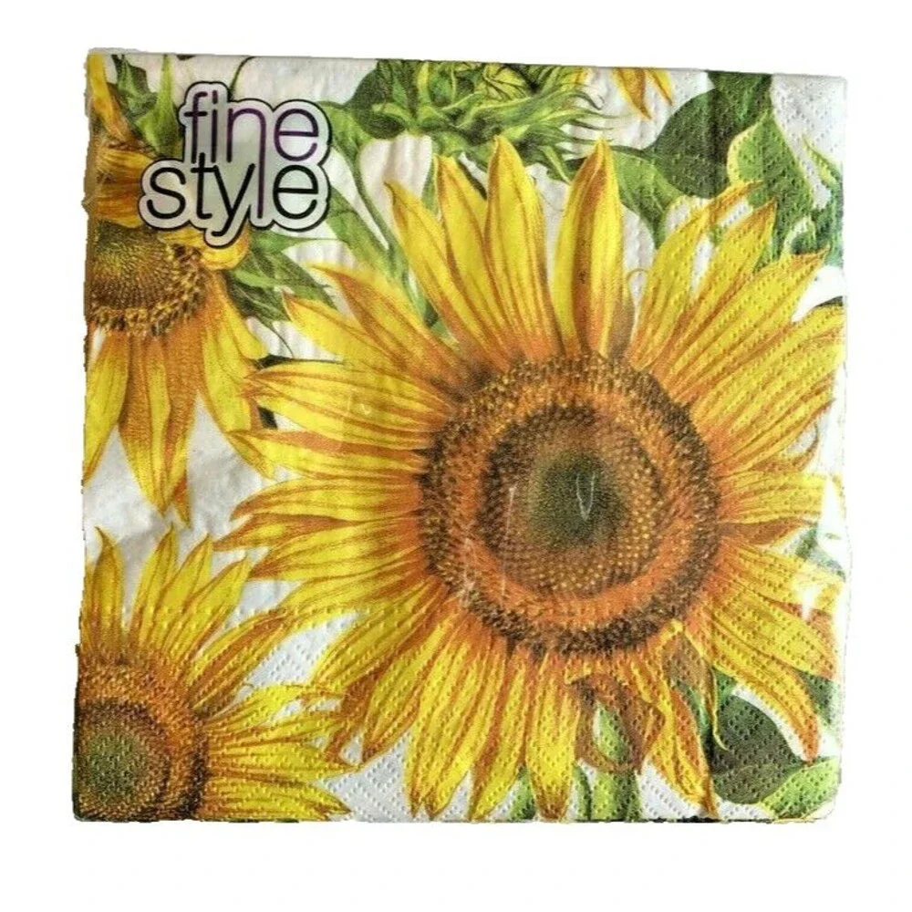 Sunflower Paper Napkins 40 Ct 3-Ply Thanksgiving Fall Lunch Decoupage